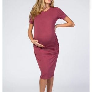 Pinkblush Burgundy Fitted Maternity Dress